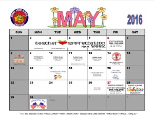 Paw Print Calendar May 2016