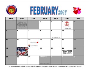Paw Print Calendar February 2017